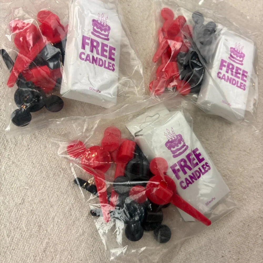 Disney Cake Candle Holders 18 Pc Mickey & Minnie Ears Toppers Birthday Party